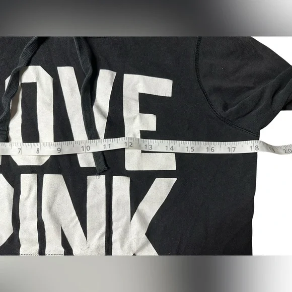 Victoria’s Secret PINK Love Pink Black Hoodie Sweatshirt Women’s Medium - Picture 5 of 5